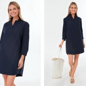 Pomander Place By Tuckernuck French Navy Blue Polly 3/4 Sleeve Shirtdress Sz L